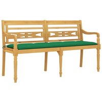 Batavia-Bank mit Grünem Kissen 150 cm Massivholz Teak vidaXL348370 von BONNEVIE