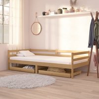 Bett Tagesbett mit Schubladen - Jugendbett Bettgestell 90x200 cm Honigbraun Massivholz Kiefer BV836818 Bonnevie von BONNEVIE