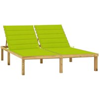Doppel-Sonnenliege,Liegestühle,Relaxliege mit Hellgrünen Auflagen Kiefer Imprägniert NCEIN71897 Bonnevie von BONNEVIE