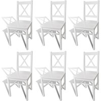 Esszimmerstühle 6er Set - Küchenstuhl Polsterstuhl Weiß Kiefernholz BV602972 Bonnevie von BONNEVIE