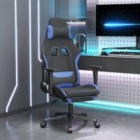 Gaming-Stuhl,Bürostuhl Computerstuhl Ergonomisch,Gaming Chair mit Massage & Fußstütze Schwarz und Blau Stoff -DE62261 - Blau von BONNEVIE