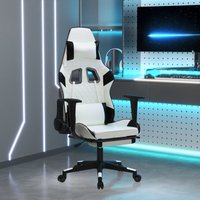 Gaming-Stuhl Bürodrehstuhl mit Massage & Fußstütze - Schreibtischstuhl ergonomischer Weiß & Schwarz Kunstleder BV889174 Bonnevie von BONNEVIE