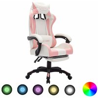 Gaming-Stuhl Bürostuhl Cheffsessel - mit rgb LED-Leuchten Rosa und Weiß Kunstleder BV273017 Bonnevie von BONNEVIE