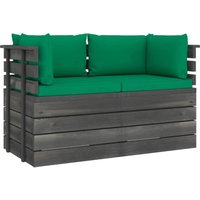 Garten-Palettensofa 2-Sitzer mit Kissen Kiefer Massivholz vidaXL307561 von BONNEVIE