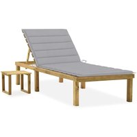 Bonnevie - Garten-Sonnenliege,Liegestuhl,Relaxliege mit Tisch und Auflage Kiefer Imprägniert NCEIN33655 von BONNEVIE