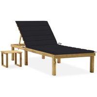 Bonnevie - Garten-Sonnenliege,Liegestuhl,Relaxliege mit Tisch und Auflage Kiefer Imprägniert NCEIN45465 von BONNEVIE
