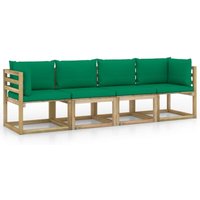 Bonnevie - Gartensofa 4-Sitzer,Lounge-Sofamit Kissen in Grün vidaXL von BONNEVIE