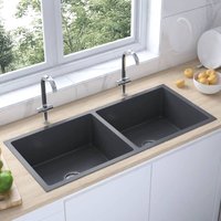 Bonnevie - Handgemachte Einbauspüle Küchenspüle Waschbecken - Schwarz Edelstahl BV136531 von BONNEVIE