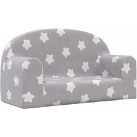 Kindersofa 2-Sitzer Hellgrau mit Sternen Weich Plüsch vidaXL352047 von BONNEVIE