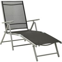 Bonnevie - Klappbare Sonnenliege,Liegestuhl,Relaxliege Textilene und Aluminium Schwarz Silbern NCEIN99631 von BONNEVIE