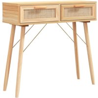 Konsolentisch Braun 80x30x75 cm Massivholz Kiefer Natur-Rattan Vidaxl Braun von BONNEVIE