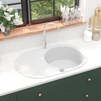 Bonnevie - Küchenspüle Granitspüle Einzelbecken Waschbecken - Oval Weiß BV305208 von BONNEVIE