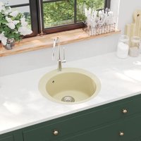 Bonnevie - Küchenspüle Granitspüle Einzelbecken Waschbecken - Rund Beige BV365419 von BONNEVIE