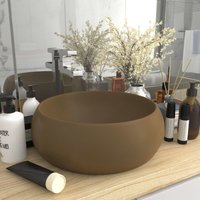 Luxuriöses Waschbecken Aufsatzwaschbecken - Waschtisch Rund Matt Creme 40x15 cm Keramik BV859132 Bonnevie von BONNEVIE