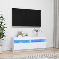 Bonnevie - Moderne TV-Möbel, TV-Lowboard mit LED-Leuchten, TV-Schrank für das Wohnzimmer Weiß 100x35x40 cm -FV39387 - Weiß von BONNEVIE