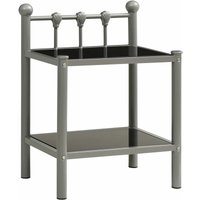 Nachtschrank Nachttisch,Nachtkommode Beistelltisch Grau und Schwarz 45x34,5x60,5 cm Metall und Glas -DE30596 - Grau von BONNEVIE