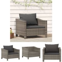 Relax-Sessel,Relaxstuhl,Gartensessel mit Kissen Grau Poly Rattan -DE64439 - Grau von BONNEVIE