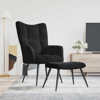 Relaxsessel mit Hocker Schwarz Samt - Vidaxl Relaxsessel mit Hocker Schwarz Samt - Vidaxl von VIDAXL