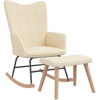 Bonnevie - Schaukelsessel mit Hocker Creme Stoff vidaXL401854 von BONNEVIE