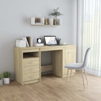 Schreibtisch Computertisch - Bürotisch Sonoma-Eiche 140x50x76 cm Holzwerkstoff BV486026 Bonnevie von BONNEVIE