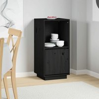 Sideboard Kommode für Wohnzimmer - Schrank Anrichte Schwarz 38x35x80 cm Massivholz Kiefer -FV49040 von BONNEVIE