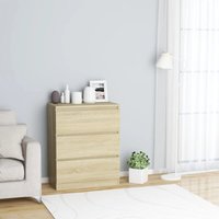 Sideboard Kommode für Wohnzimmer - Schrank Anrichte Sonoma-Eiche 60x35x76 cm Holzwerkstoff -FV92492 von BONNEVIE