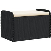 Bonnevie - Sitzbank mit Stauraum & Kissen Schwarz 80x51x52 cm Poly Rattan vidaXL24460 von BONNEVIE