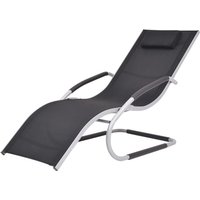 Bonnevie - Sonnenliege,Liegestuhl,Relaxliege mit Auflage Aluminium und Textilene Schwarz NCEIN28225 von BONNEVIE