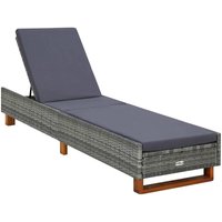 Bonnevie - Sonnenliege,Liegestuhl,Relaxliege mit Auflage Poly Rattan Grau NCEIN70643 von BONNEVIE