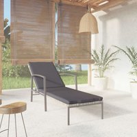 Bonnevie - Sonnenliege,Liegestuhl,Relaxliege mit Auflage Poly Rattan Grau NCEIN73512 von BONNEVIE