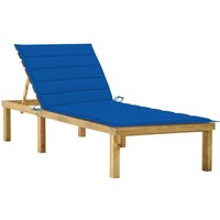 Bonnevie - Sonnenliege,Liegestuhl,Relaxliege mit Königsblauer Auflage Imprägniertes Kiefernholz NCEIN41714 von BONNEVIE