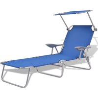 Bonnevie - Sonnenliege,Liegestuhl,Relaxliege mit Sonnenschutz Stahl Blau NCEIN23733 von BONNEVIE
