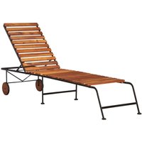 Bonnevie - Sonnenliege,Liegestuhl,Relaxliege mit Stahlbeinen Massivholz Akazie NCEIN97150 von BONNEVIE