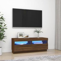 Bonnevie - TV-Lowboard TV-Schrank - Fernsehschrank mit LED-Leuchten Braun Eichen-Optik 100x35x40 cm BV263688 von BONNEVIE