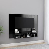 TV-Möbel, TV-Lowboard - TV-Schrank für das Wohnzimmer,TV-Wandschrank Hochglanz-Schwarz 120x23,5x90 cm Holzwerkstoff -FV28084 - Schwarz von BONNEVIE