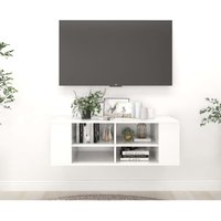 Bonnevie - TV-Möbel, TV-Lowboard - TV-Schrank für das Wohnzimmer,TV-Wandschrank Hochglanz-Weiß 102x35x35 cm Holzwerkstoff -FV91892 - Weiß von BONNEVIE