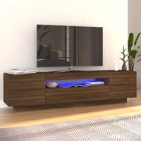 Bonnevie - TV-Möbel TV-Schrank - mit LED-Leuchten Braun Eichen-Optik 160x35x40 cm BV636605 von BONNEVIE