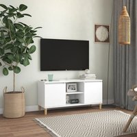 Bonnevie - TV-Schrank, TV-Lowboard, tv Möbel, Fernsehschrank mit Massivholz-Beinen Weiß 103,5x30x50 cm NMKS37769 von BONNEVIE