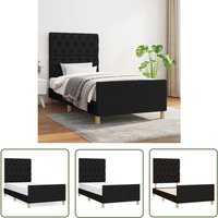 Bonnevie - The Living Store Bettgestell ohne Matratze Schwarz 80x200 cm Stoff - Bettsystem - Doppelbett - Boxspringbetten - Lattenrost von BONNEVIE
