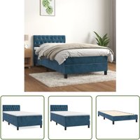 Bonnevie - The Living Store Boxspringbett mit Matratze Dunkelblau 90x200 cm Samt - Boxspringbett - Samtbett - Doppelbett - Schlafraum - Schlafzimmer Bonnevie - The Living Store Boxspringbett mit Matratze Dunkelblau 90x200 cm Samt - Boxspringbett - Samtbett - Doppelbett - Schlafraum - Schlafzimmer von BONNEVIE