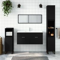 Bonnevie - Waschbeckenschrank mit Spiegel,Badschrank,Waschtischunterschrank Schwarz Holzwerkstoff -BNC35707 - Schwarz von BONNEVIE