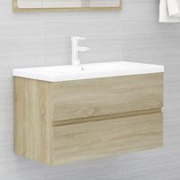 Waschtischunterschrank Waschbeckenunterschrank - Badschrank Badmöbel Sonoma-Eiche 80x38,5x45cm Holzwerkstoff -BNC28657 von BONNEVIE