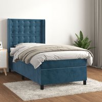 Boxspringbett mit Matratze Bett für Erwachsene Schlafzimmerbett Bett für Erwachsene Schlafzimmerbett Dunkelblau 100x200 cm Samt NGIVN4720772 BonneVie von BONNEVIE