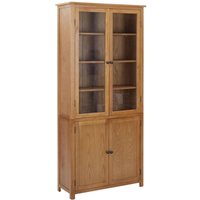 Bücherschrank,Standregal mit 4 Türen 90x35x200 cm Eiche Massivholz & Glas vidaXL von BONNEVIE