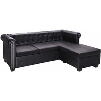 Chesterfield-Sofa - Couch Wohnzimmersofa in L-Form Kunstleder Schwarz BV523184 Bonnevie von BONNEVIE
