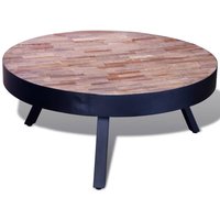 Couchtisch,Sofatisch Kaffeetisch, Wohnzimmertisch im Industrie-Design Rund Altholz Teak -FV54215 - Schwarz von BONNEVIE