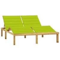 Bonnevie - Doppel-Sonnenliege,Liegestühle,Relaxliege mit Hellgrünen Auflagen Kiefer Imprägniert NCEIN61801 von BONNEVIE