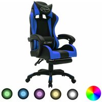 Gaming-Stuhl,Bürostuhl Computerstuhl Ergonomisch,Gaming Chair mit rgb LED-Leuchten Blau und Schwarz Kunstleder -DE16635 - Mehrfarbig von BONNEVIE
