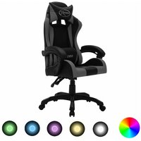 Gaming-Stuhl,Bürostuhl Computerstuhl Ergonomisch,Gaming Chair mit rgb LED-Leuchten Grau und Schwarz Kunstleder -DE94814 - Mehrfarbig von BONNEVIE