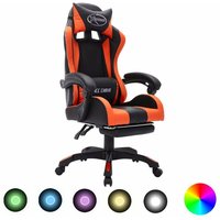 Gaming-Stuhl,Bürostuhl Computerstuhl Ergonomisch,Gaming Chair mit rgb LED-Leuchten Orange und Schwarz Kunstleder -DE24547 - Mehrfarbig von BONNEVIE